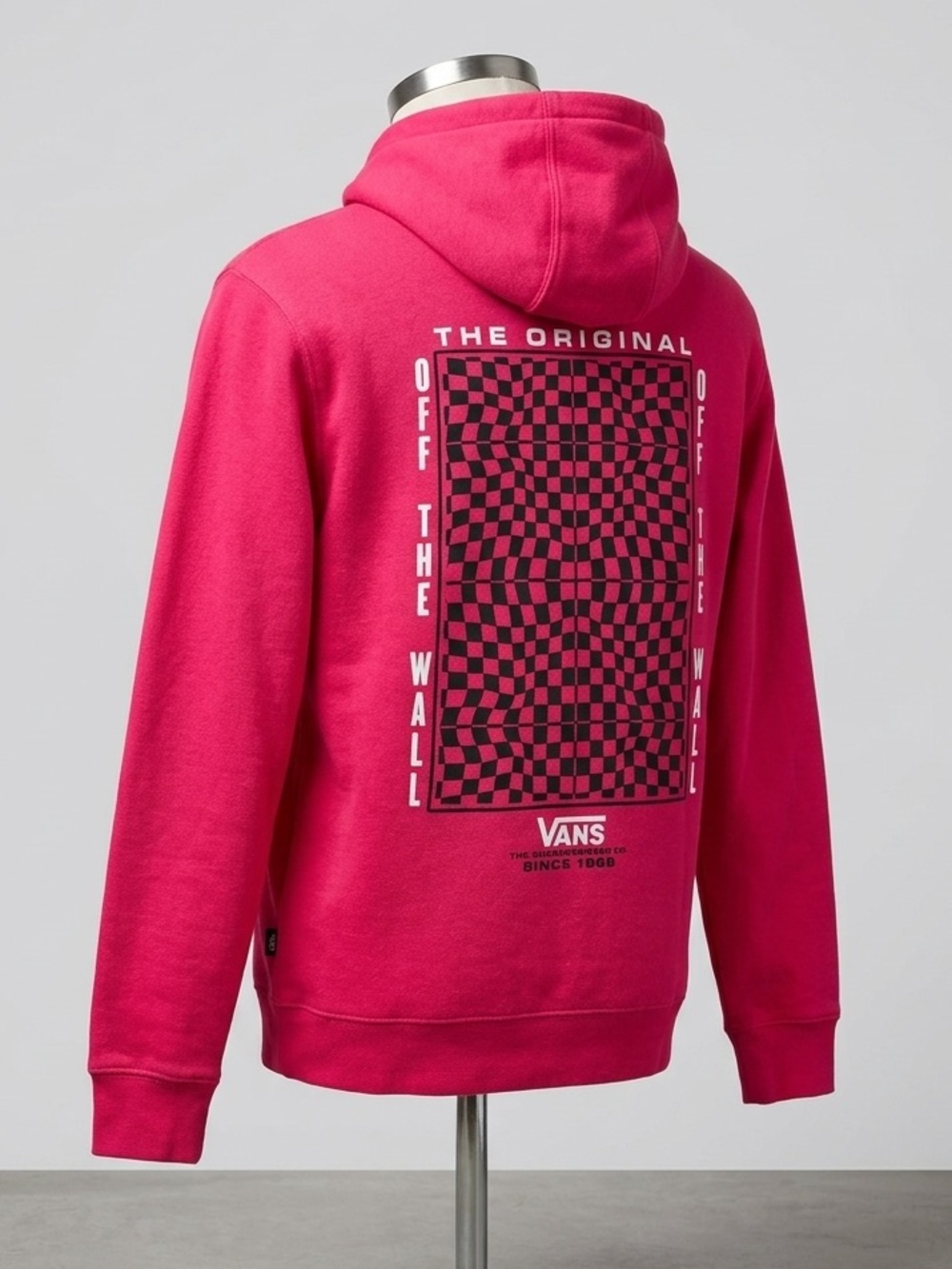 VANS Hot Pink "Off The Wall" Checkerboard Graphic Hoodie - Size Medium
